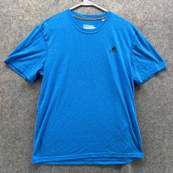 Adidas Shirt Mens Large Blue Ultimate Tee Crewneck Athletic Clima Lite Trefoil - Picture 1 of 9